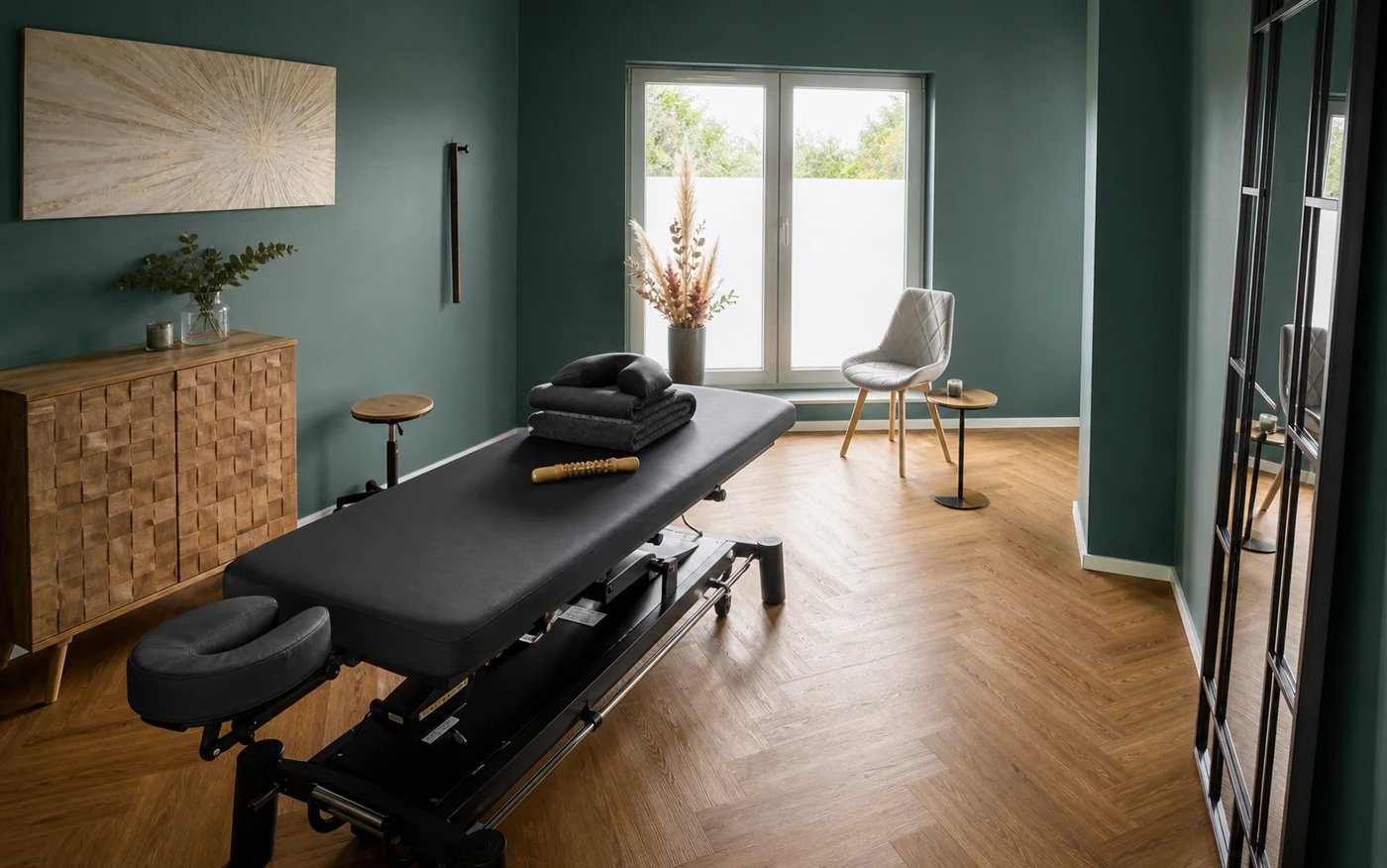 Therapieraum für Massage- und Faszienbehandlungen bei T Adler Physiotherapie